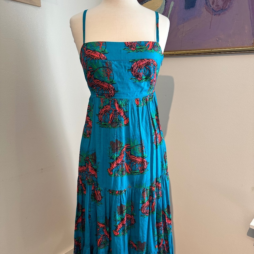 J. Crew Turqouise Lobster Print Sundress